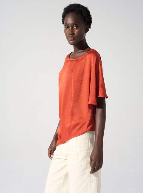 Asymmetrical boat neck blouse