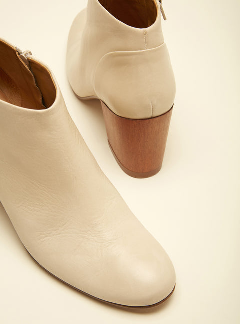 Bottines Blanches En Cuir